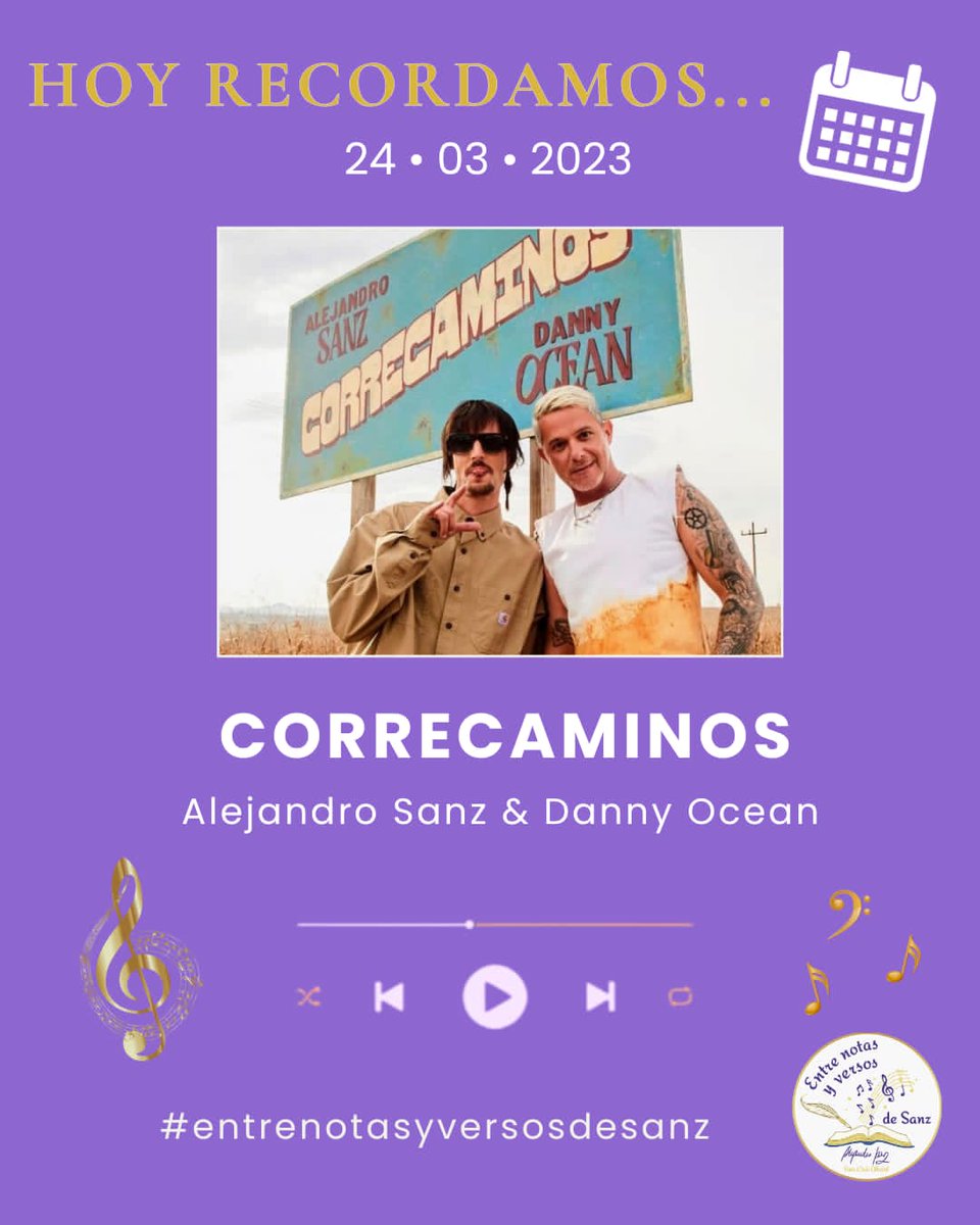 Hay canciones que no se escuchan, se sienten.
Versos que se quedan a vivir en la piel.
Hoy volvemos a abrir esa puerta para recordar. #correcaminos
de <a href="/AlejandroSanz/">Alejandro Sanz</a> &amp; <a href="/Dannocean/">Danny Ocean</a> 💜

<a href="/NotasVersosSanz/">Entre Notas y Versos de Sanz</a> 
<a href="/seitrackes/">SeitrackES</a>
<a href="/SonyMusicSpain/">Sony Music Spain</a>
#músicaquesesiente  #recordando
