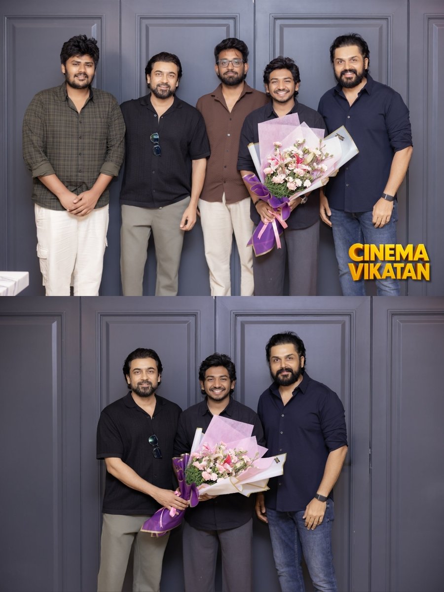 CinemaVikatan's tweet photo. கென் கருணாஸ் இயக்கி நடித்துள்ள ‘யூத்’ படத்தைப் பார்த்து, படக்குழுவை நேரில் அழைத்து சூர்யா மற்றும் கார்த்தி வாழ்த்தினர். 

#Ken | #Youth | #Suriya | #Karthi https://t.co/igwx7SjTAj