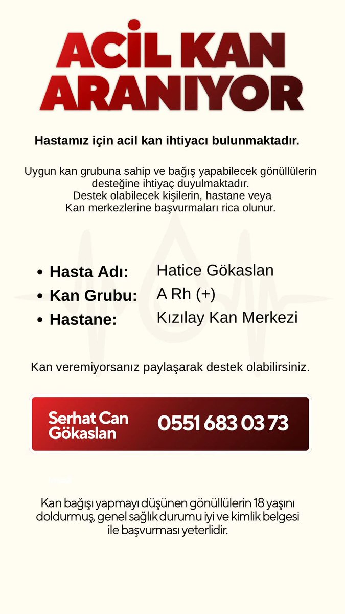 ACİL KAN İHTİYACI ‼️‼️