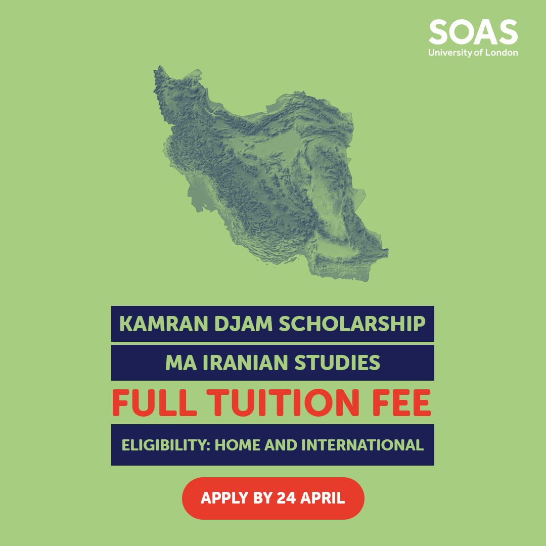 Applications for the Kamran Djam scholarships are open! These scholarships are available for the MA in Iranian Studies at #SOAS.

Find out more: soas.ac.uk/study/student-…
