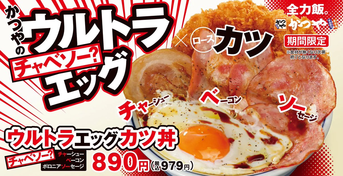そういや話題になってたかつやのチャべソー食べに行ってました

イメージ写真からチャーシューがかなりナーフされてて
その分かつが思ったよりバフされてました

丼だとまた違うかもしれないので情報お待ちしてます