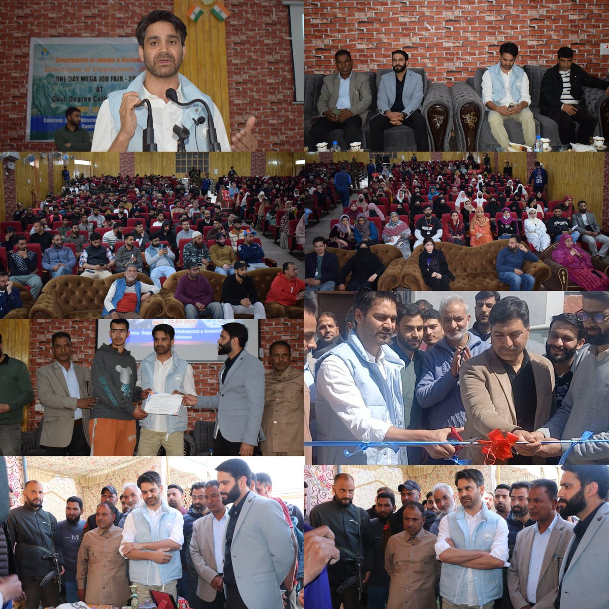 DicPulwama's tweet photo. One-Day Job Fair organised  at GDC (Boys) Pulwama to promote the entrepreneurial ecosystem and employment opportunities; MLA Pulwama Waheed Ur Rehman Para inaugurated the event and distributed sanction letters among beneficiaries under Mission YUVA.
@diprjk @dcpulwama https://t.co/GzcGharMIa