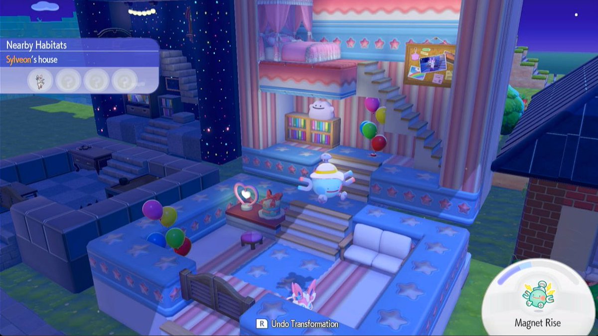 Eeveelutions habitat build progress, still missing lots of furniture and paint for pattern #pokopia #pokemonpokopia #ぽこあポケモン #ぽこポケ