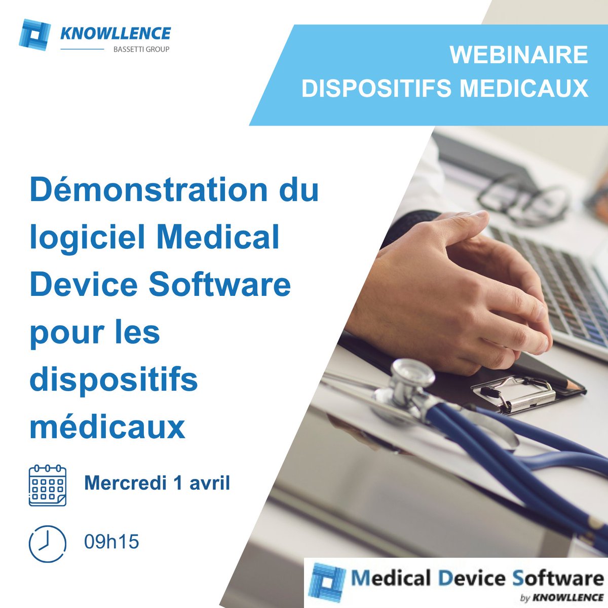 Knowllence's tweet photo. Participez à notre démonstration de  Medical Device Software !    

👉 mercredi 1er avril, 9h15 : Découvrez comment maîtriser vos différentes évaluations des risques grâce à Medical Device Software.     
► https://t.co/7cE28KJvP0 https://t.co/sXSly23NPu