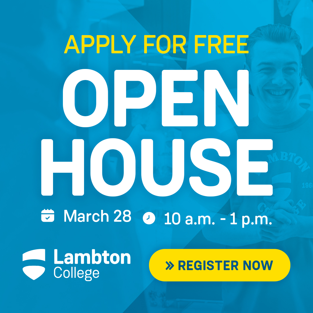 LambtonCollege's tweet photo. Join us at Lambton College Open House on March 28 from 10 AM – 1 PM 
✅ Apply for FREE (save $150)
✅ Sign up for a chance to WIN tuition ($2,800 value)
✅ Tour campus, meet faculty &amp; get your questions answered
👉 Click the link to register! https://t.co/1u3cmHBtzN https://t.co/BES9WIEX7X