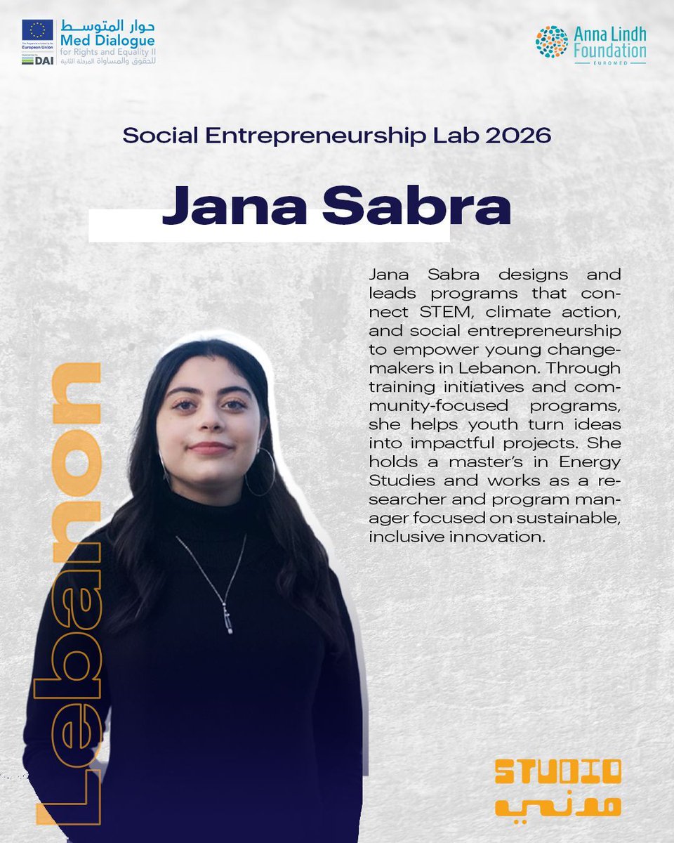 Jana Sabra designs and leads programs linking STEM, climate action, and social entrepreneurship to empower young changemakers in Lebanon. With a master’s in Energy Studies, she works as a researcher and program manager advancing sustainable, inclusive innovation.