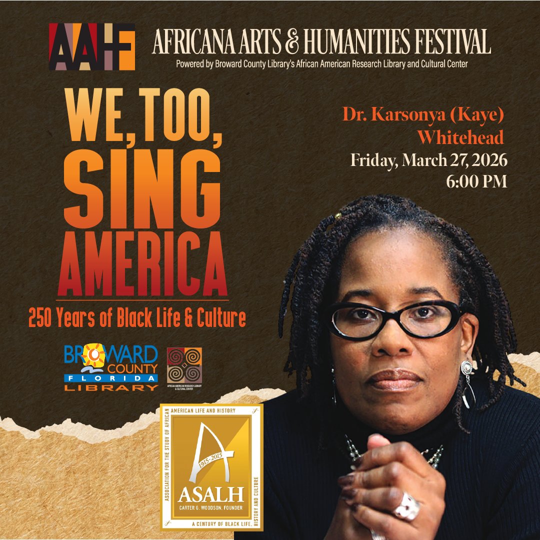 MiamiShoresPoC's tweet photo. AAHF 2026 starts THIS Friday in Fort Lauderdale! ✊🏾
🏛️ Fri 11AM — Sistrunk Symposium
 📖 Fri 6PM — Dr. Kaye Whitehead
 🎶 Sat — Bryan Carter Sextet + authors, panels &amp; more
Most events FREE. Don't wait.
Details- https://t.co/s6cSuNf0px
#AAHF2026 #WeTooSingAmerica #SFPoC https://t.co/1UKHovpD8e