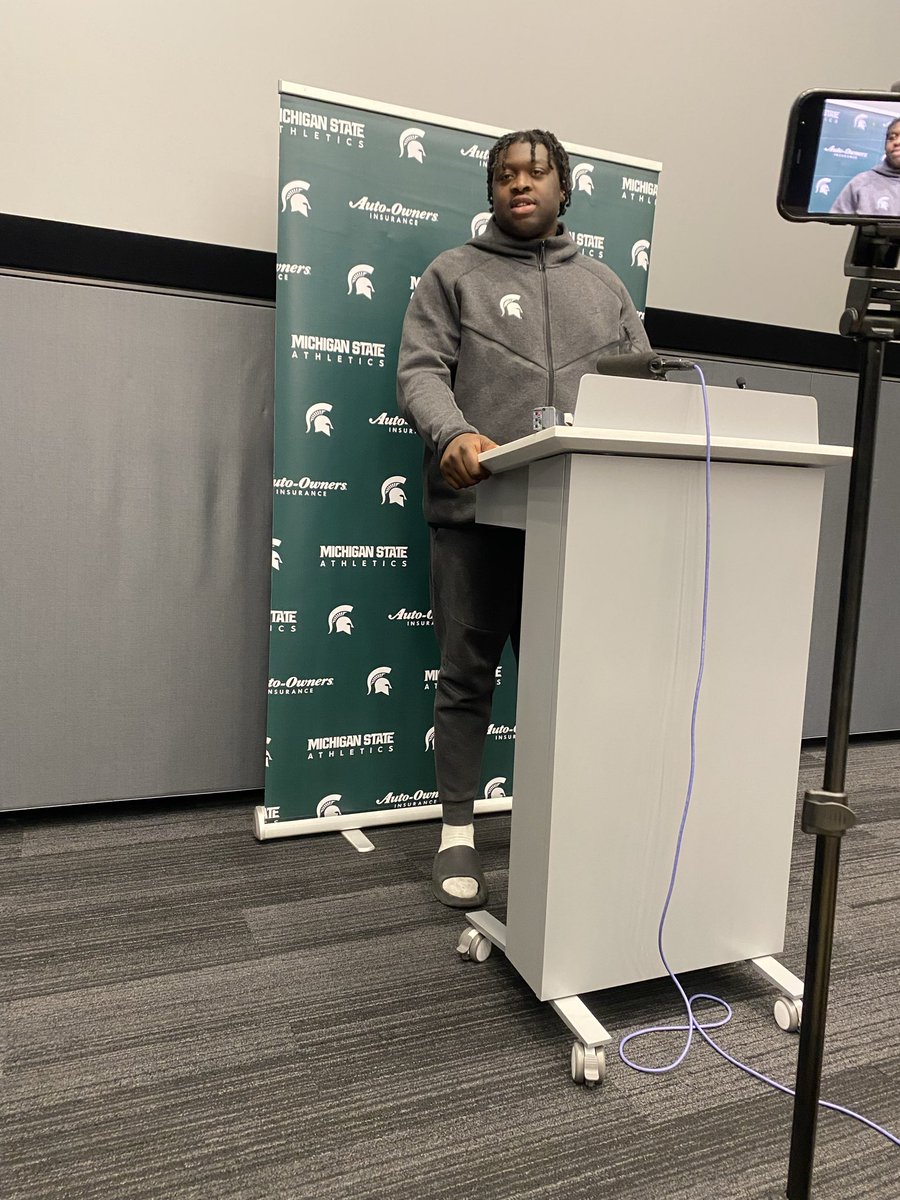 MSU OL Rakeem Johnson says he and the O linemen have been going out to dinner a lot to bond. BJ’s, Pizza House and Buffalo Wild Wings, but not on BOGO Thursdays.

“We've had a lot of workouts on Fridays. Two hard workouts.”

Nick Tabacca also has a no phones rule in locker room.