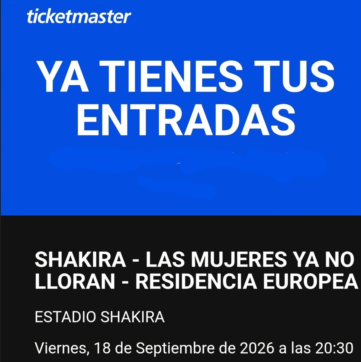 rogajes's tweet photo. Conseguí entradas @shakira ahí voy otra vez, Madrid!! #LasMujeresYaNoLloran #LasMujeresYaNoLloranWorldTour #Shakira #Madrid https://t.co/GgEWPnr9vQ