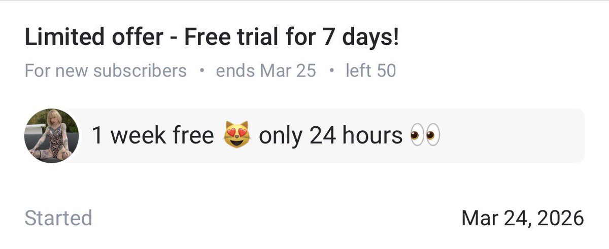 24 hours - be fast &amp; enjoy my of 1 week free 😻😈

Onlyfans.com/hailey_hope