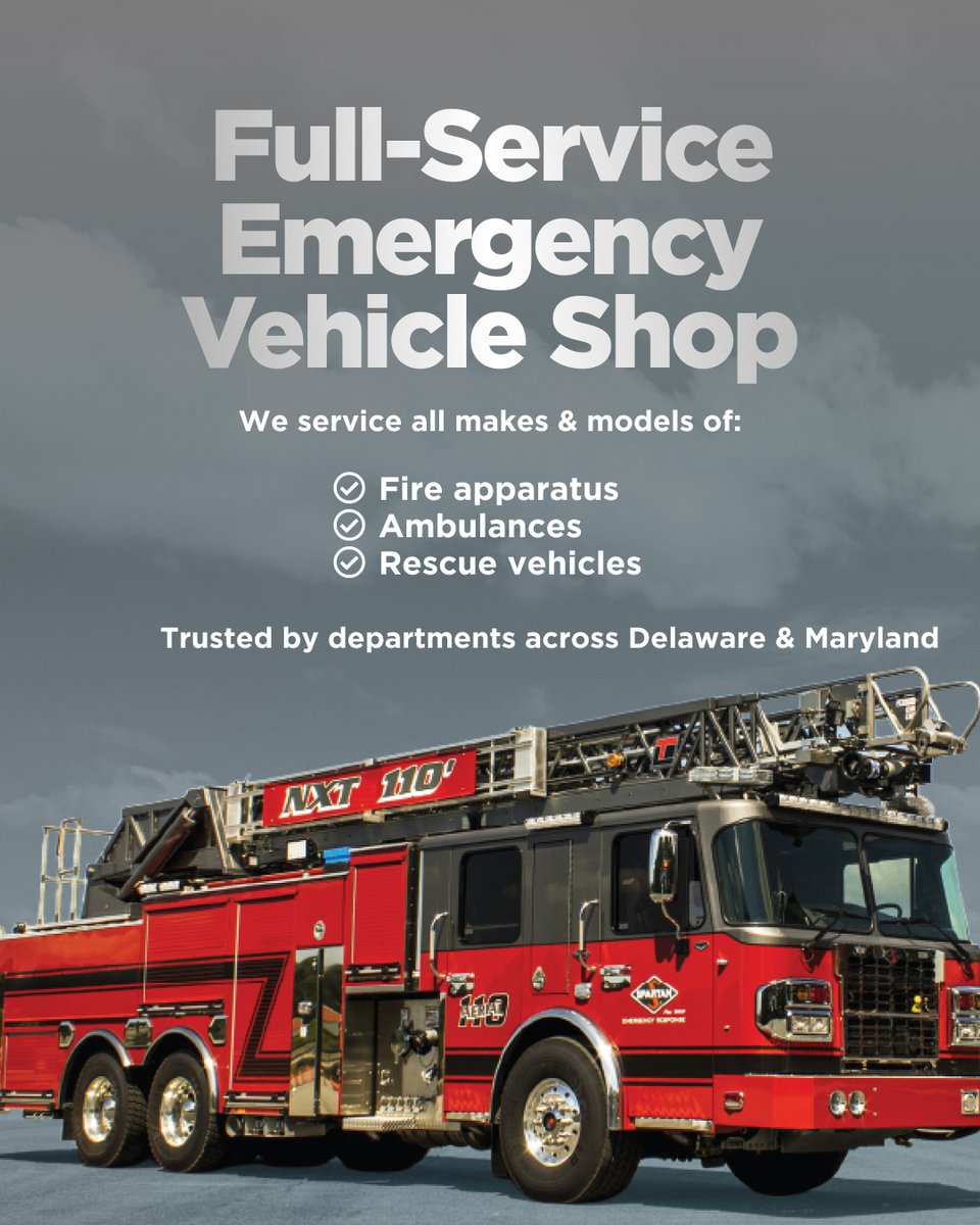 DPCEmergency's tweet photo. Whether it’s routine maintenance or a repair that needs attention, keeping your apparatus in service is critical.

DPC Emergency Equipment services all makes and models of fire apparatus, ambulances, and rescue vehicles for departments.

👉 Schedule your service: 302-492-1245 https://t.co/Sjqol6u8Nr