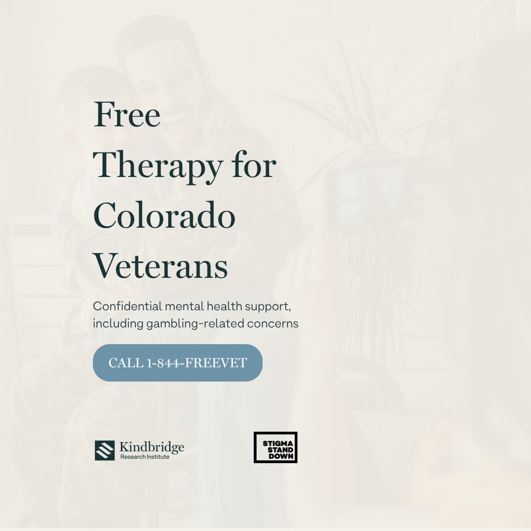 KR_Institute's tweet photo. #Coloradoveterans can access confidential mental health support at no cost, including care for PTSD, depression, substance use, and gambling-related harms.

If you work with veterans, this resource can help connect individuals in your care with additional support @StigmaStandDown https://t.co/SmK7xwNeth