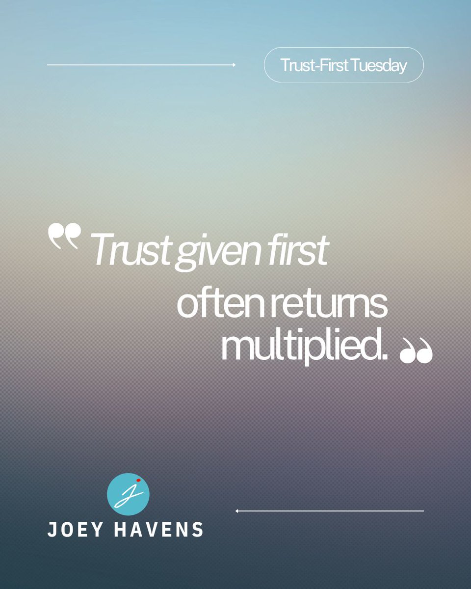 JoeyHavensCPA's tweet image. Micromanagement is a debt. Trust is an investment. 📈
If you want a team that innovates, you have to give them the freedom to fail—and that starts with giving trust first.
RT if you’re choosing trust over control today. 🔁
#TrustFirst #Leadership #BusinessTips