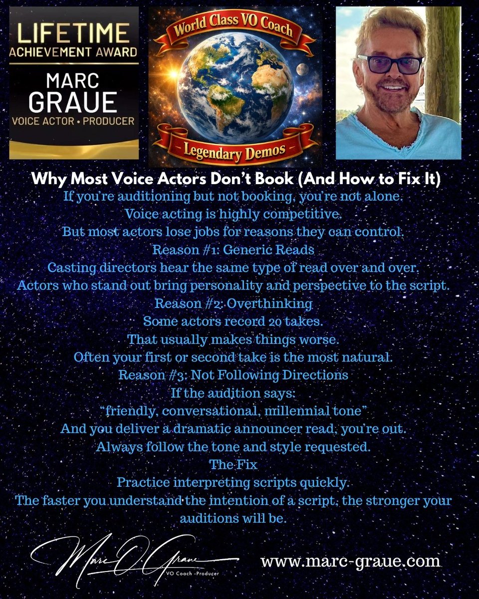 marcgraue's tweet image. If you're auditioning for alot of voice over roles and not booking as much as you'd like here's some voice over tips that might be helpful! #voiceover #casting #voiceactor #voiceacting #voice #everyone #followers #highlights #booking #volife Marc Graue