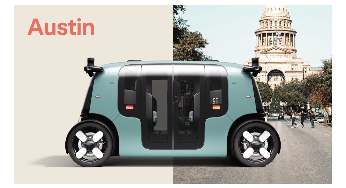 VinnyMartorano's tweet photo. Zoox announces their robo-taxi’s officially launching in Austin this week!

Zoox says they will begin in a small area of Austin, and then expand. First rides will go to employees and their families. A waitlist for the general public will open later this year. 

Would you get in one of these?

@cbsaustin
