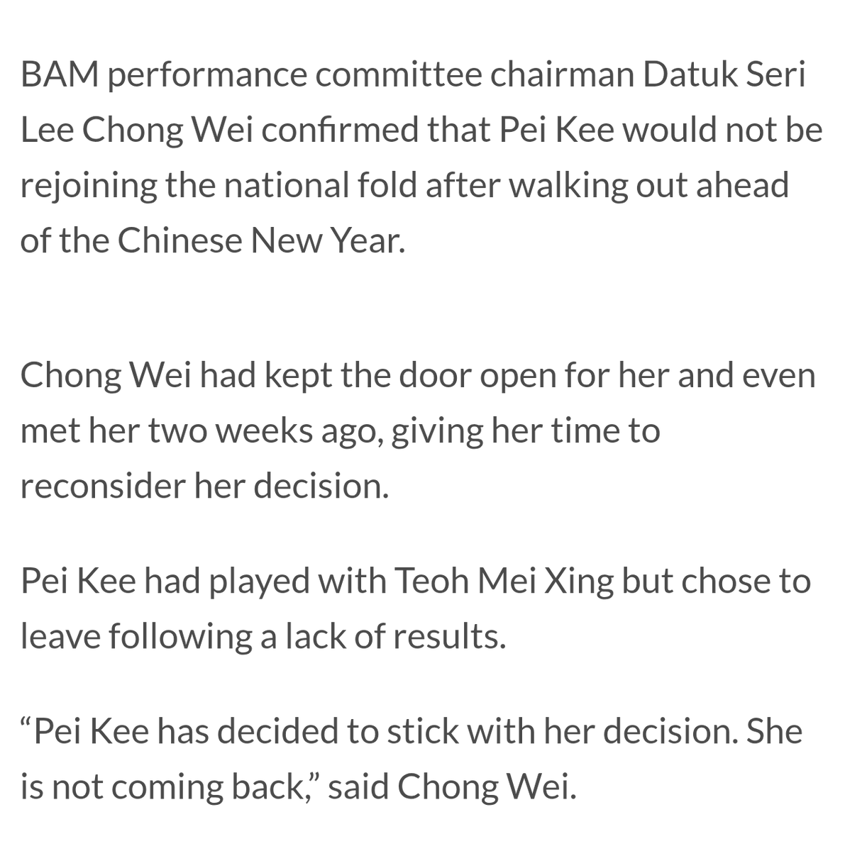 akemasyraf's tweet photo. It's now confirmed Pei Kee will not rejoin BAM

Source: https://t.co/PRNcBygmTy https://t.co/VIEKcOw8zy
