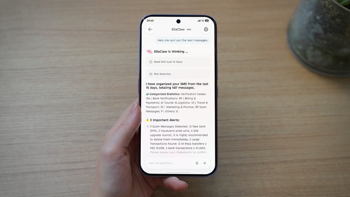 TechR_J's tweet photo. After making waves at MWC, TECNO has now introduced its AI agent, EllaClaw.

If this is where TECNO is heading with AI, things are about to get a lot more interesting. https://t.co/PqD00DxABj