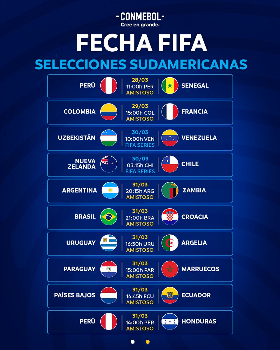 ¡La Fecha FIFA tiene todo confirmado para los sudamericanos!  🗓️

A Data FIFA tem tudo confirmado para os sul-americanos! 🤩

#CreeEnGrande | #AcrediteSempre