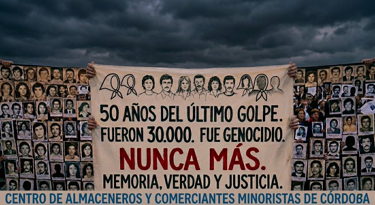 almaceneroscba's tweet photo. Nuestra Institución no olvida:
A 50 años del último Golpe, seguimos exigiendo Memoria, Verdad y Justicia. 
#24deMarzo 
#50años #MemoriaHistórica
#NuncaMás #Fueron30000 https://t.co/IFFp3T7hFa