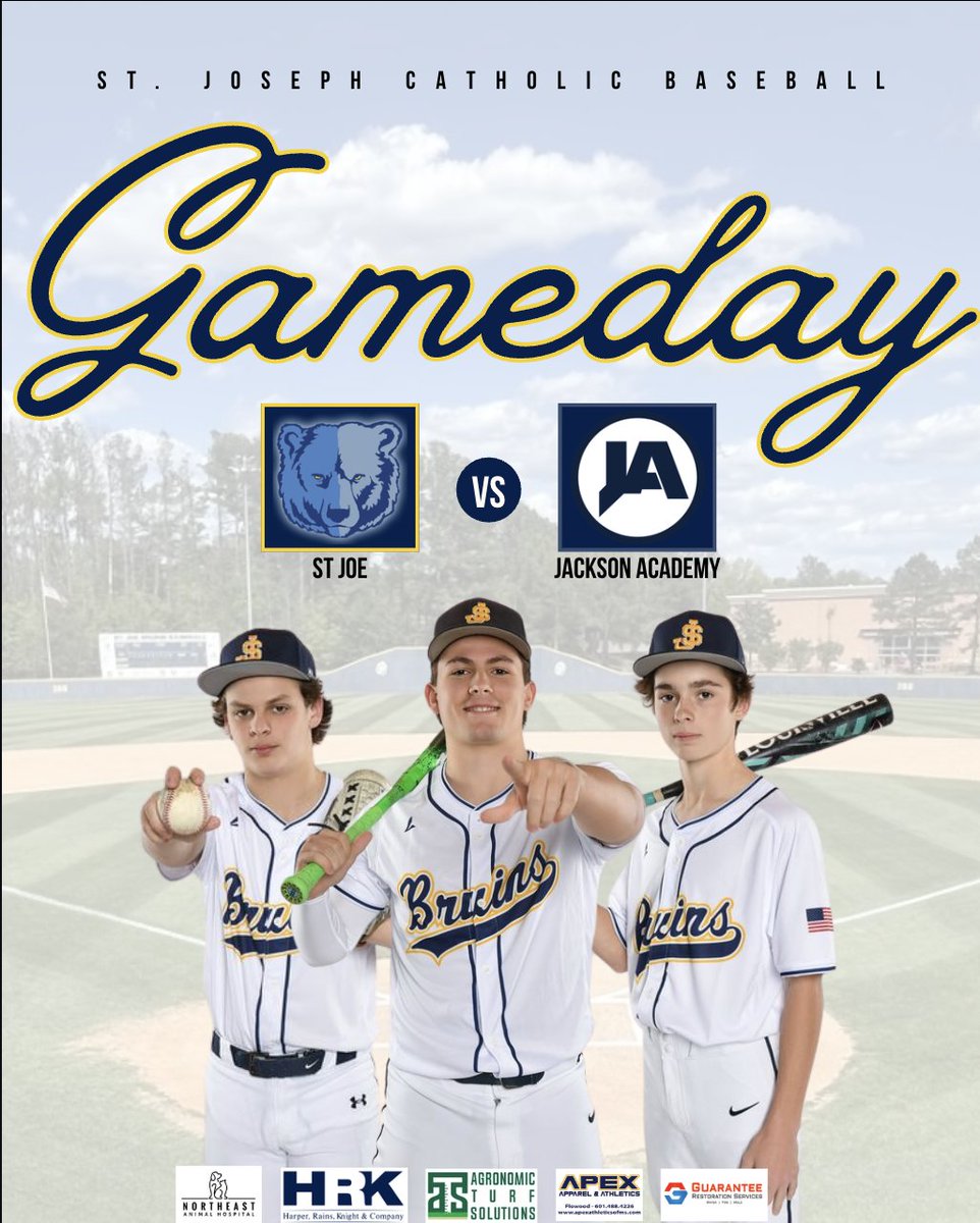 SJCSBaseball1's tweet photo. St. Joe opens district play today on the road at Jackson Academy. First pitch for junior varsity is set for 4:00 with varsity to follow at 6:00. #Relentless #Selfless #Effort @StJoeMadison @STJOEBRUINS @t_mould_44 @SigNewton_2 @bshields0244 https://t.co/pXr6av8V4G