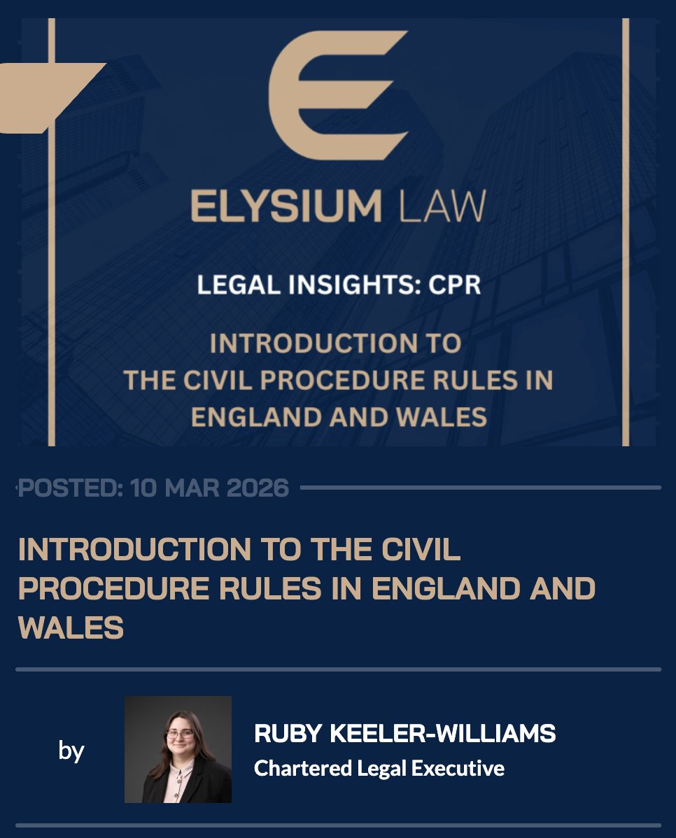 If you’re involved in a dispute, the CPR shape how claims are handled, how parties engage, and how courts manage cases.

Understanding them can influence outcomes.

ICYMI: elysium-law.com/news/introduct…

#litigation #cpr #uklaw #disputeresolution