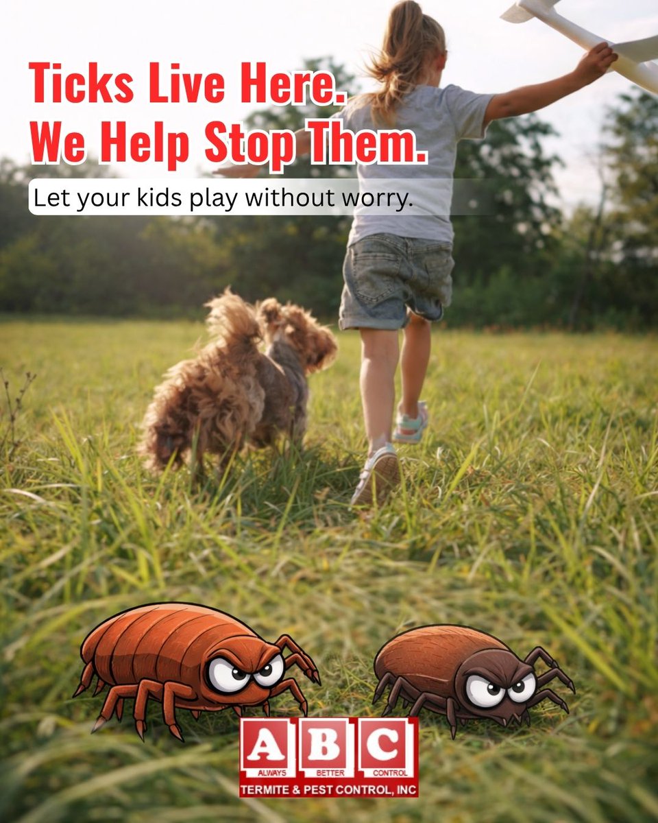 Let your kids &amp; pets enjoy the backyard without the worry of tick bites 🐾
ABC Termite &amp; Pest Control offers safe, exterior yard treatments designed with your family in mind.

Book your tick spray today for Tick Bite Prevention Week: abctermite-pest.com
