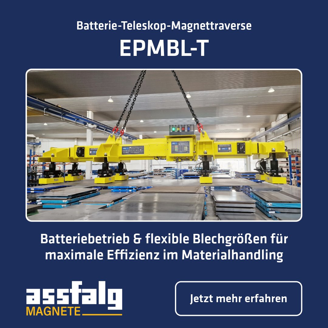 AssfalgMetall's tweet photo. 💡 Gerade in Zeiten von Kostendruck und Fachkräftemangel zählt jede Minute im Prozess. Mit unserer Batterie-Teleskop-Magnettraverse EPMBL-T schaffen Sie stabile, effiziente Abläufe und erhalten die Flexibilität, die Sie im Tagesgeschäft wirklich brauchen.
#magnete #industrie https://t.co/5vs02pxIH4