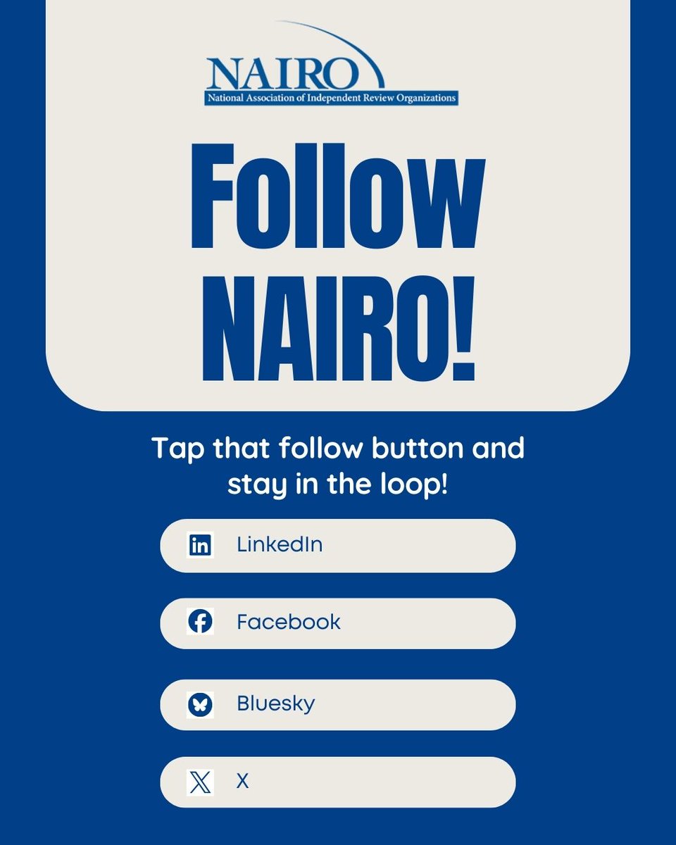 Don’t miss what’s happening in the review world. Follow NAIRO on LinkedIn, Bluesky, Facebook, and X for timely updates, industry insights, and important announcements.