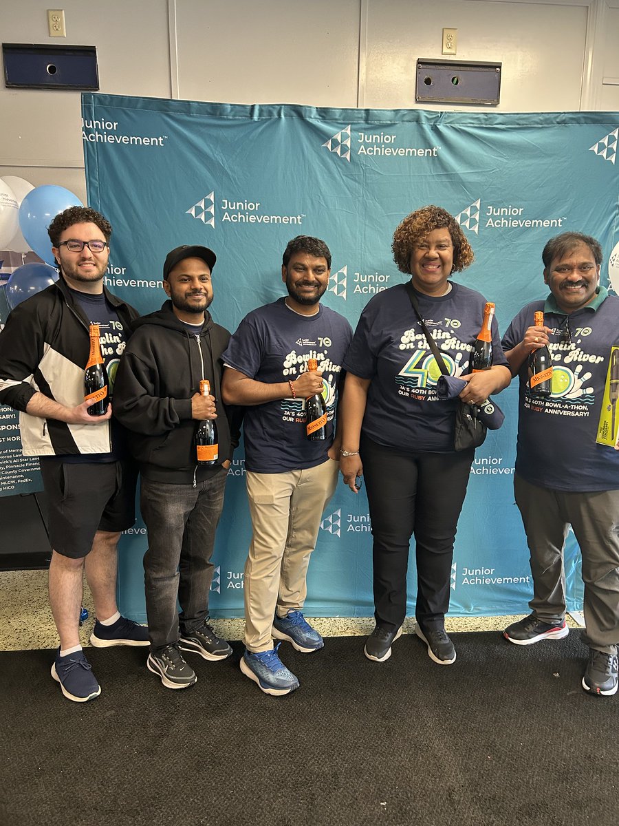 MLGW's tweet photo. Teams of #MLGW employees took over Billy Hardwick's All-Star Lanes Saturday morning to bowl, have fun, and fund-raise on behalf of Junior Achievement of Memphis and the Mid-South. The organization helps local kids prepare for life as adults with programs that teach work readiness, entrepreneurship, and financial literacy. @JAMemphis