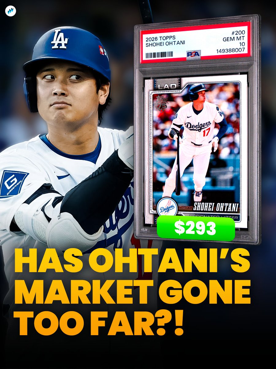 MarketMoversApp's tweet image. The Shohei Ohtani market is at an all time high, for obvious reasons, but someone in the hobby bought a 2026 Topps Ohtani base card in a PSA 10 for $293 😳

Raw copies of this card are going for about $1 each 🤔

What do you think of the sale?