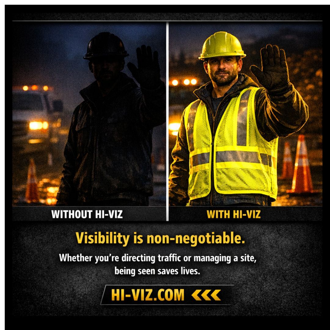 HiVizSafety's tweet image. SEE THE DIFFERENCE. CHOOSE SAFETY.

Visibility is non‑negotiable.

🦺 Equip your team with certified safety gear at HI-VIZ.com

#HiViz #SafetyFirst #VisibilityMatters #ConstructionSafety #WorkSafe #PPE