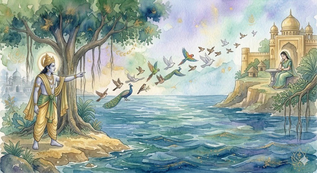 Day 6: The Ocean Does Not Move until We Do

Rama stands before the endless expanse of ocean, stretching between Him and Sita. On the other side waits all that His heart longs for. On this side lies devotion, urgency, and a road that seems impossible. For a moment, everything