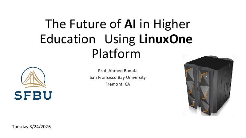 BanafaAhmed's tweet photo. I had the privilege of speaking at the #IBM and San Francisco Bay University #LinuxONE Summit in Fremont, where I shared insights on how AI is reshaping higher education. https://t.co/YQm8wq55Vv