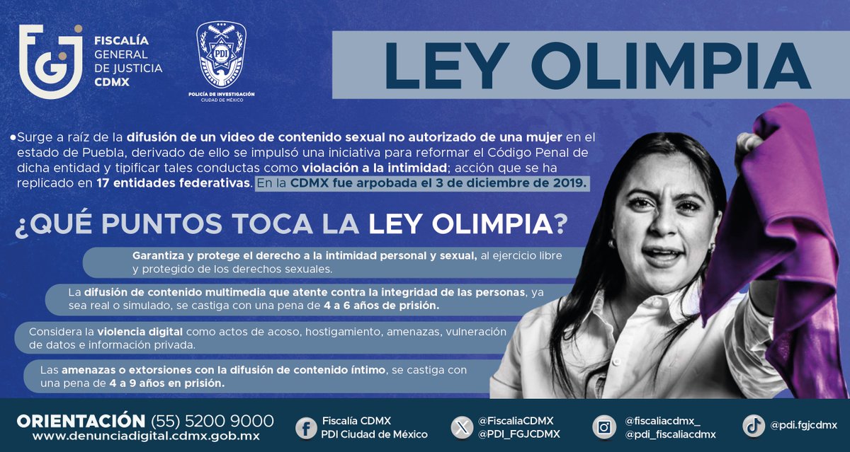 PDI_FGJCDMX's tweet photo. Divulgar, compartir, distribuir y publicar contenido íntimo sexual sin consentimiento es un delito. En la #PDI trabajamos para proteger de violencia a mujeres y niñas. https://t.co/2XFhJKQYnw