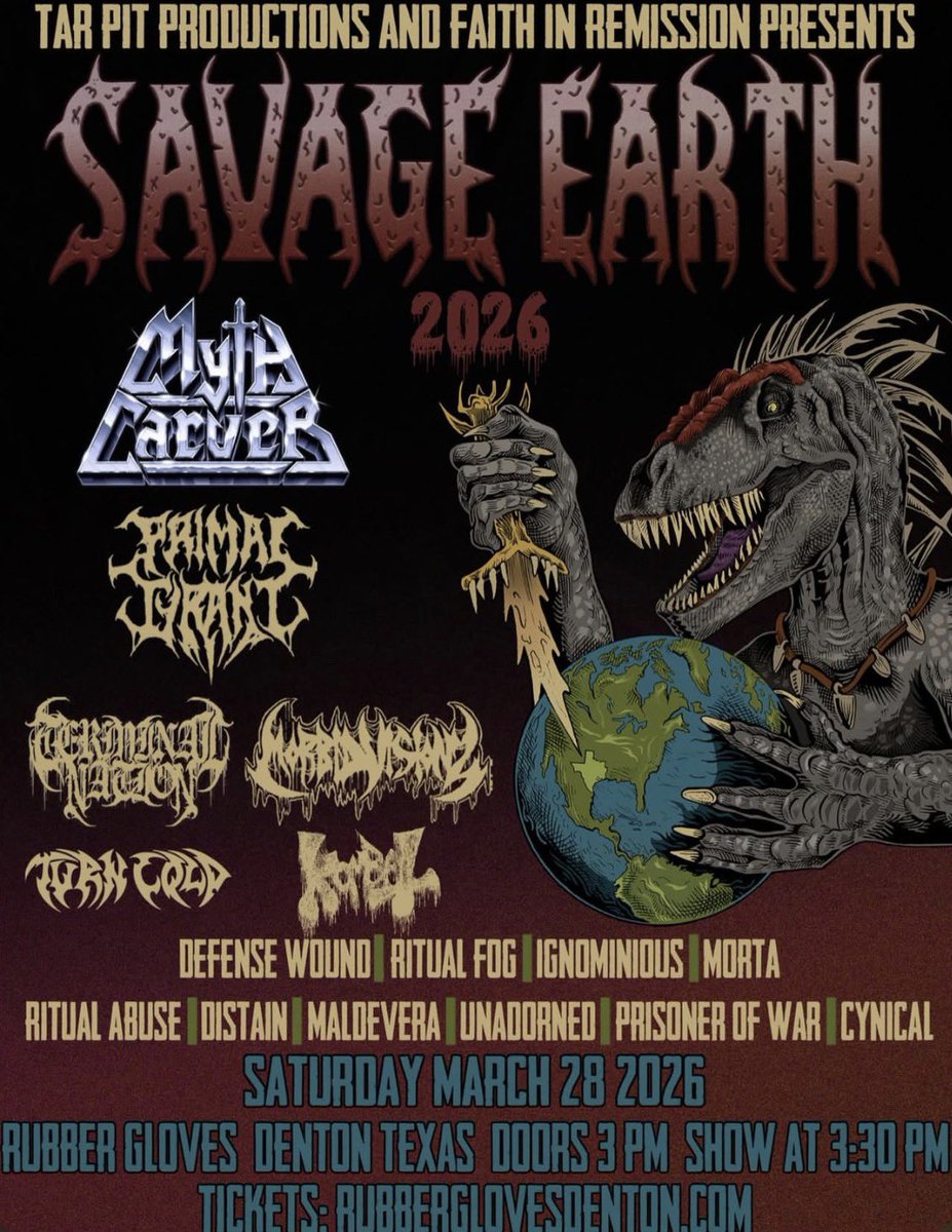 terminalnation's tweet photo. Friday 🎉 in Little Rock at @pallbearerdoom and RIOTS. Tickets 🎟️ are running low and I expect this to sellout.

Saturday 🍾 we’ll be playing ⚔️ Savage Earth 🌍 - it’s been a couple of years since we played Texas. Who knows when we’ll be back.

Act accordingly. https://t.co/k1wNsKClq0