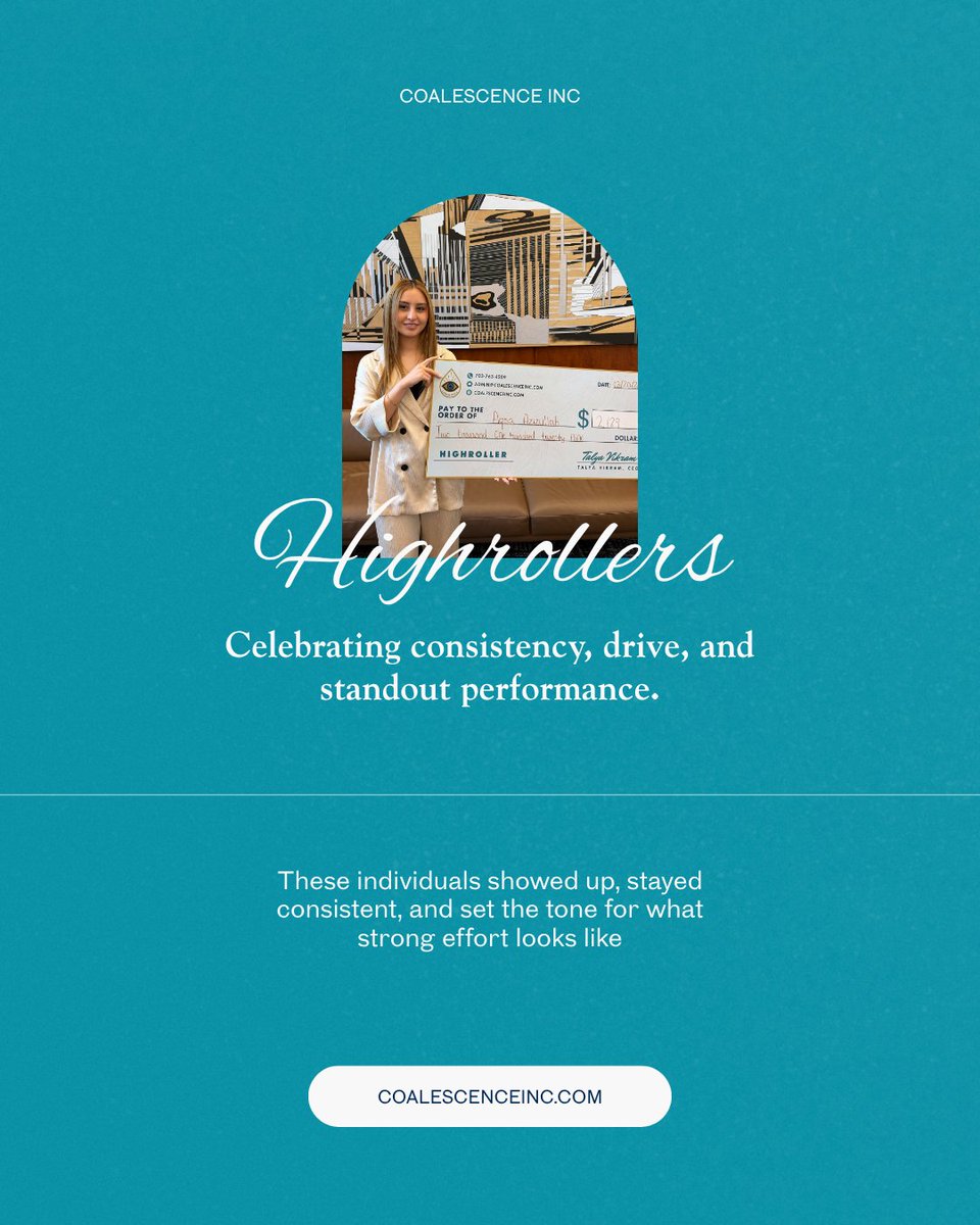 CoalescenceInc's tweet image. Congrats to Aqsa, Jesse, and Rawand for earning High Roller status this week! 💪 Keep showing up and inspiring those around you! ✨
-

#highrollers #teamworkinaction #careergrowth #bettertogether #coalescenceinc #mcleanva #leadershipdevelopment
