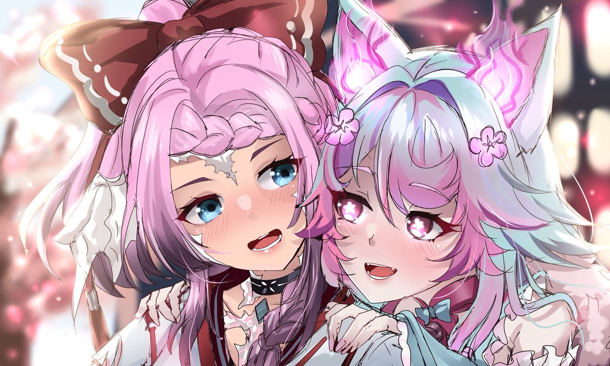 DreamyKathieVT's tweet photo. just vibing with @AkumaMikoVT 🌸🫧

───── ⋆⋅♡⋅⋆ ─────

art by: @Avaloki02 https://t.co/7e4kLuU5wV