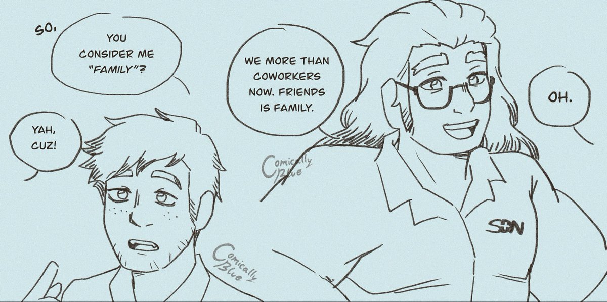 BluComically's tweet photo. 4/7 read left to right 🧵🌺 Royd suggests another greeting 
(if Rob &amp; Royd got close)

#DispatchGame #dispatchfanart #royddispatch #robertrobertson #flambae #flambert https://t.co/izs4Vybbkg