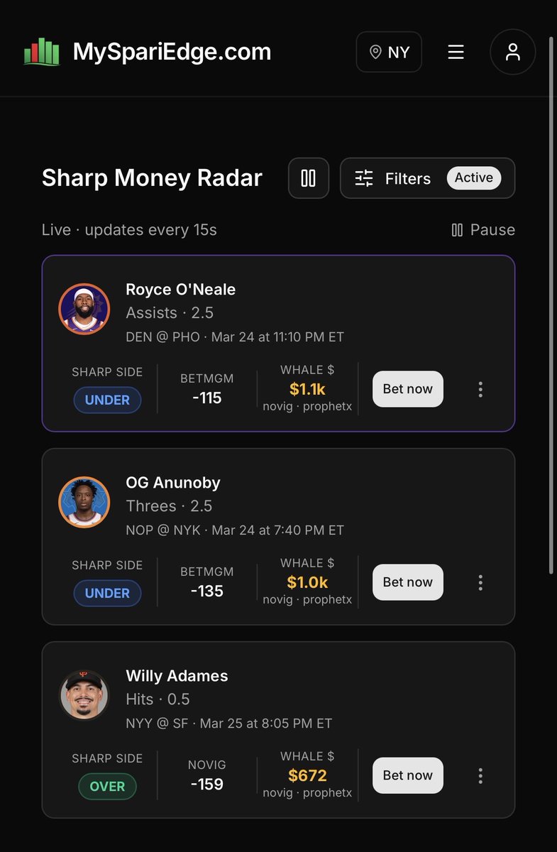 DFSnDONUTS's tweet photo. MLB is live in the betting tools for +EV optimizers, sharp money radar, and the rest of the stuffffffsss 👇 https://t.co/Crh0ZPltqe