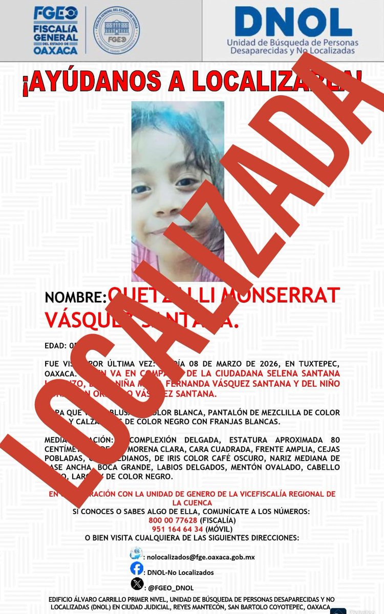 Unidad de Búsqueda de Personas No Localizadas tweet media