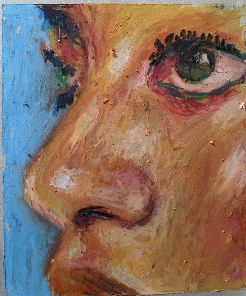 Yajialex's tweet photo. Nose studies 
Oil pastel in chipboard https://t.co/5XdVrmWAKj