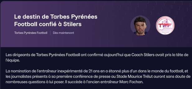 Stilers_off's tweet photo. C'est officiel le coach Stilers part pour une nouvelle aventure sur #FM26 avec le Tarbes Pyrénées Football en National 3

Venez suivre cette grande aventure vers les sommets sur twitch

https://t.co/KqNJbI1KFM

#Footballmanager26 #twitch https://t.co/fFJHG4MZAF