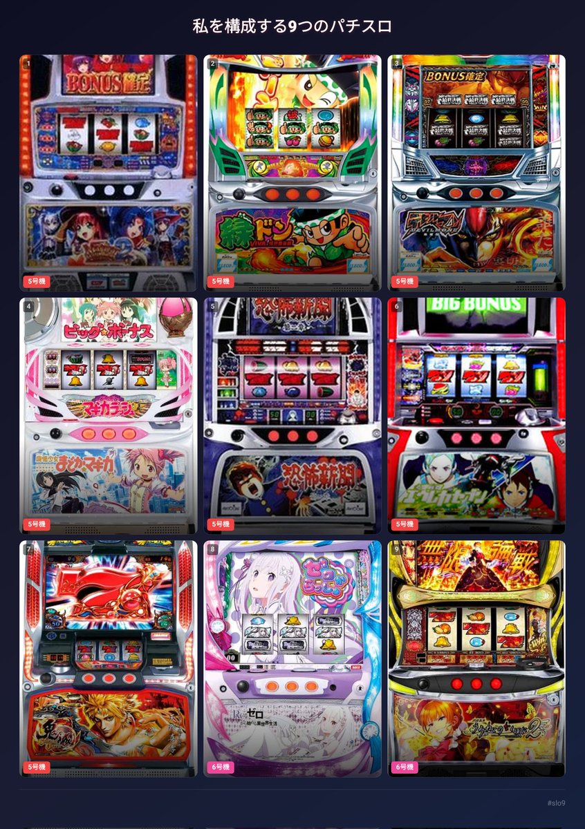 chrome___'s tweet photo. 5号機おじさんなのでこの辺でした
エヴァ魂とか番長2とかも入れたかったなぁ
#私を構成する9つのパチスロ #slo9 https://t.co/pTIGX9uZoW