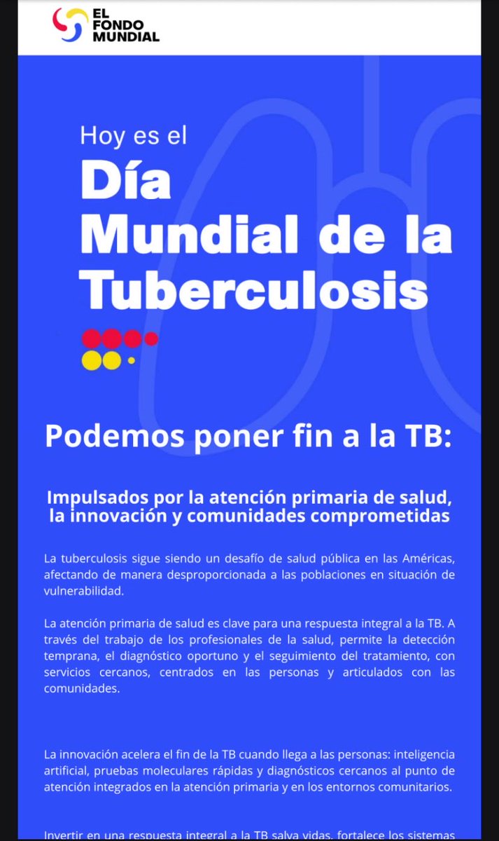 Conamusa_Peru's tweet photo. Día Mundial de la TB / Podemos poner fin a la TB: Impulsados por la atención primaria de salud, la innovación y comunidades comprometidas

Fuente: Plataforma LAC

https://t.co/90uJz6Xvbi https://t.co/LmSfzyR90A