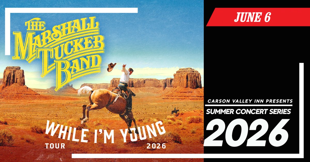 Our sister property, Carson Valley Inn Casino presents The Marshall Tucker Band live in concert on June 6th at TJ's Corral. Tickets start at $49 and are on sale now at the Carson Valley Inn front desk and online here bit.ly/CVI2026SummerC…