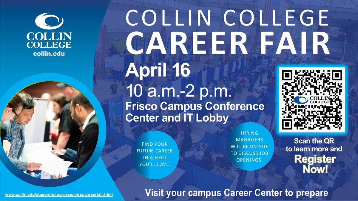 CollinAlumni's tweet photo. 🚨 Attention Collin College Alumni! 🚨

Ready for your next career move? Join us at the Career Fair to connect with top employers and explore new opportunities.
Tag a fellow alum who should be there! 💼✨

#CollinCollege #CareerFair #AlumniNetwork https://t.co/4XS2HfX4hj