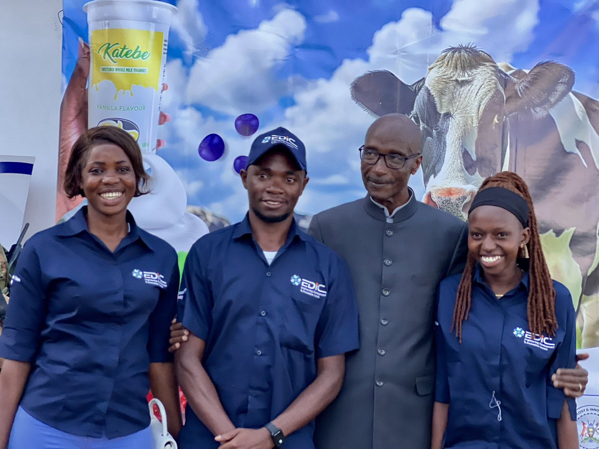kato_esau's tweet photo. Epic moment at Gen. Kayihura’s Katebe Milk Factory launch! Photo with Minister Musenero at the innovative dairy upgrade powered by innovative local tech from EDiC—like biomass boilers and advanced pasteurization. A game-changer for farmers & Uganda’s agro-economy!🇺🇬💪 #KatebeFarm https://t.co/XnUrHXpfMp