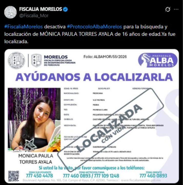 EstrellaRubFlo1's tweet photo. @JJDiazMachuca @karlaiberia Ya fue localizada https://t.co/bPVMEq12db