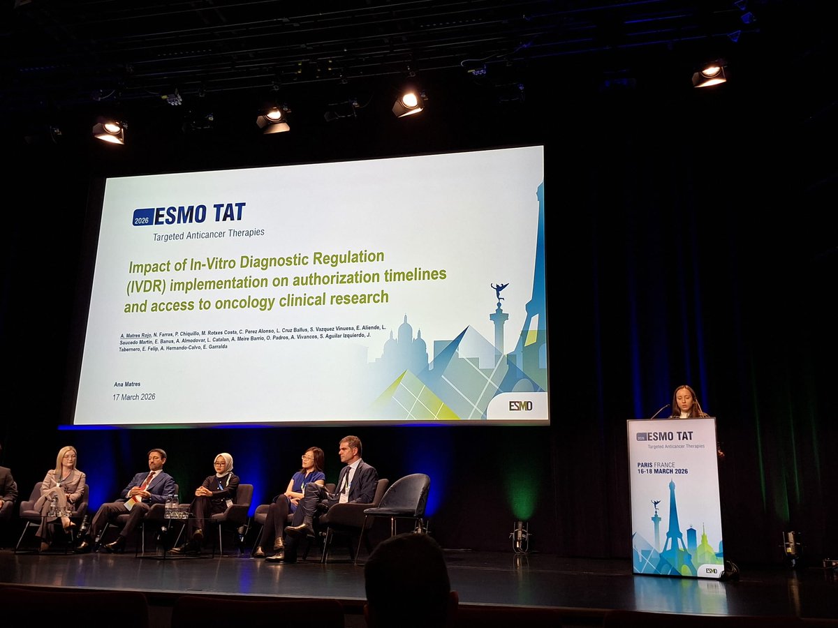 VHIO's tweet photo. 💡Last week at #ESMOTAT, co-chaired by Elena Garralda, the VHIO study on the impact of the #IVDR on cancer clinical trials was highlighted by the congress @myesmo, addressing key challenges in patient access to innovative therapies.
➡️ https://t.co/Ih1vG6vLSp
#UITM @CaixaResearch https://t.co/oBVesHLq1U