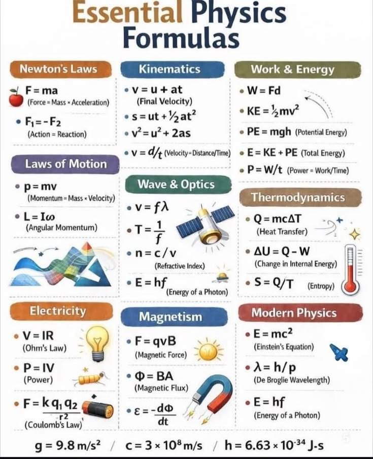 Essential #Physics Formulas